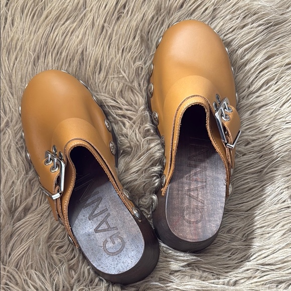 GANNI Retro Leather Clogs with Silver Studs size 36 US 6.5 to 7 - Picture 5 of 11